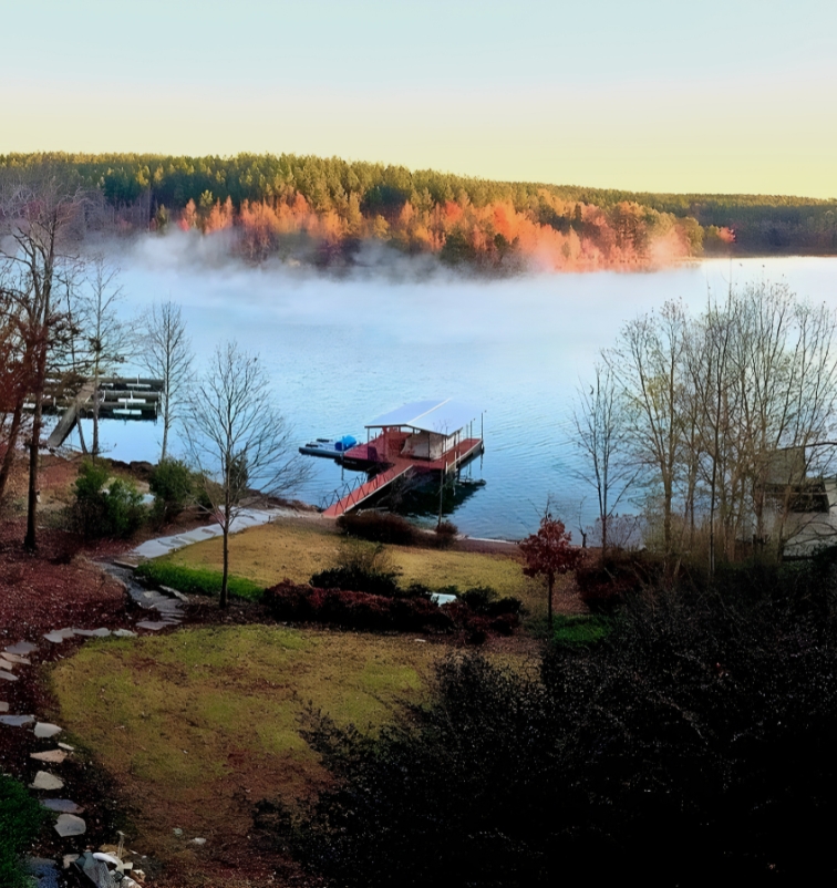 Custom handcrafted wooden garage door by Old Wood Dynasty for Lake Keowee waterfront home
